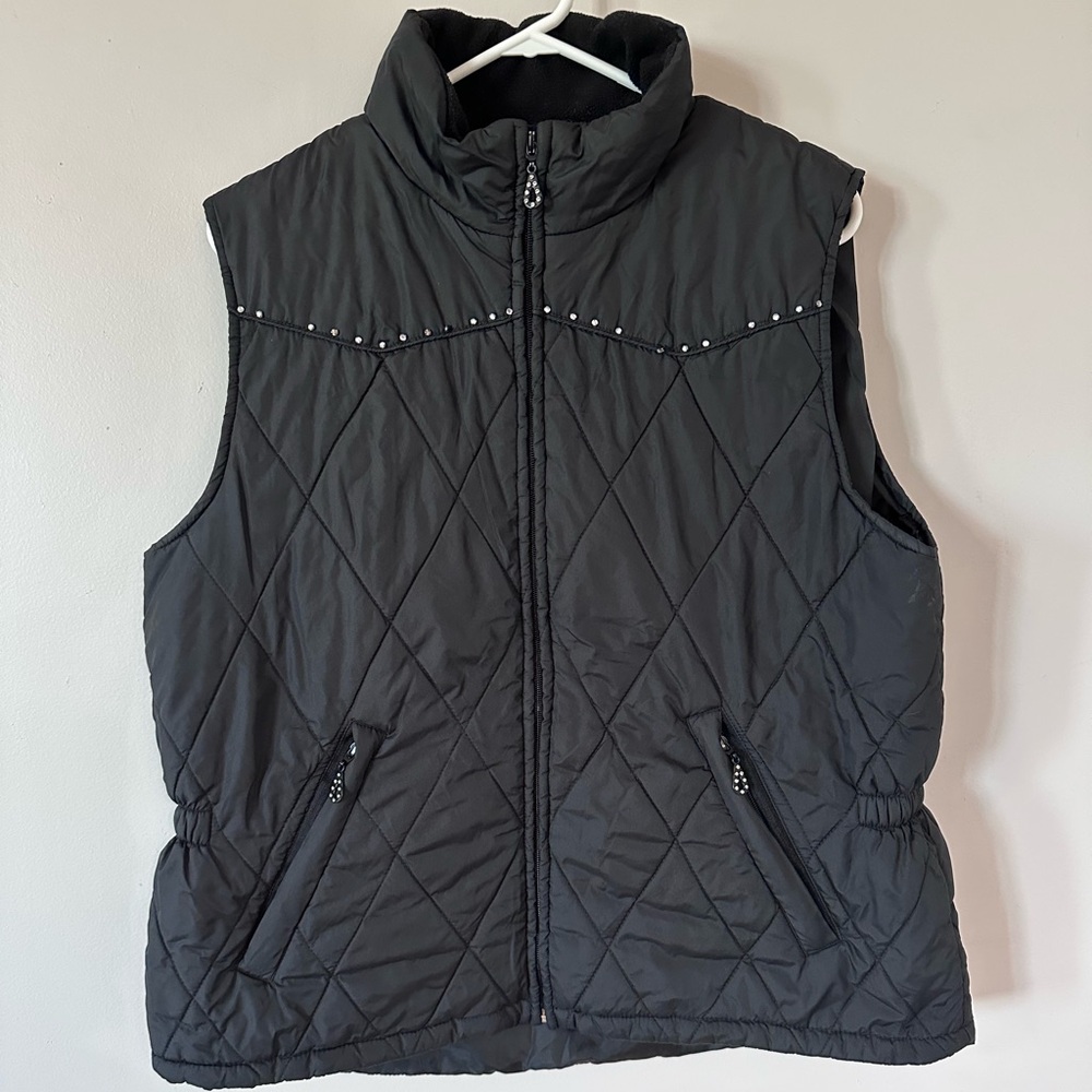 Cowgirl Up Black Quilted Vest with Stud Accents